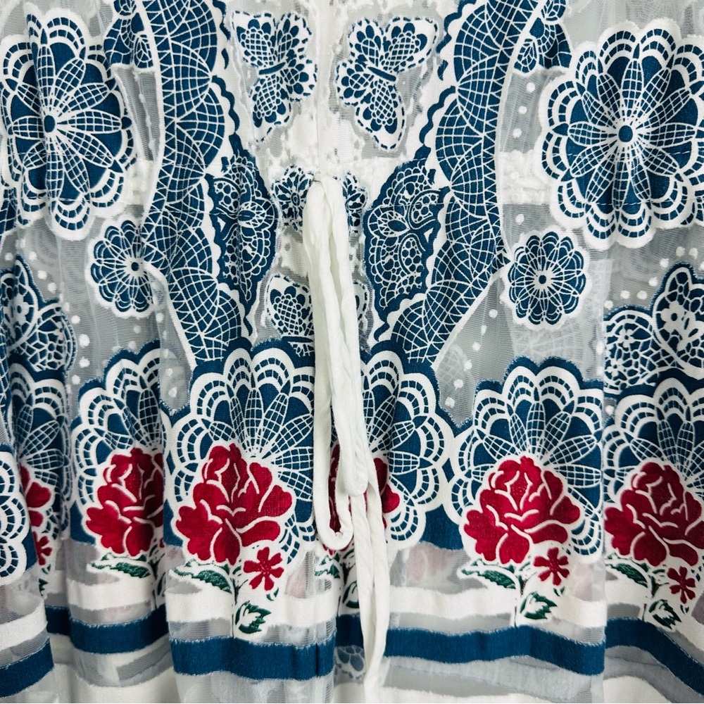 FARM Rio Blue and Red Patterned Blouse - Picture 13 of 15